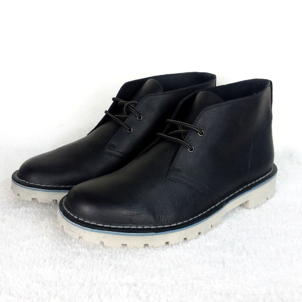 Clarks Overdale Mid Chukka Boots Lug Black Leather Sole Men's 11.5 Orthalite‎